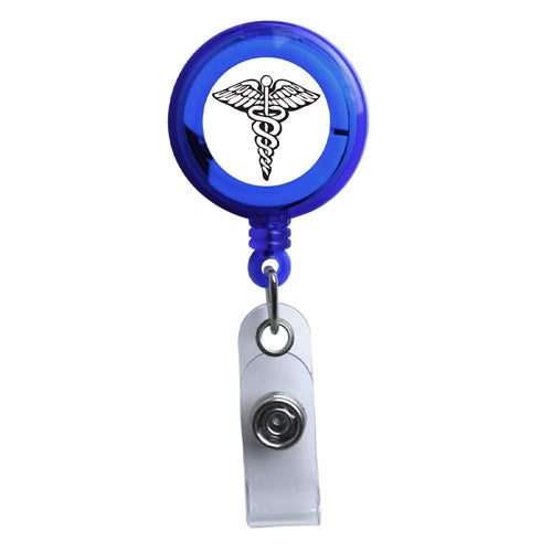 Blue - Medical Symbol Translucent Plastic ID Badge Reel