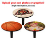 Table Top Set with Base and 2 Bar Stools - 30" Round Wooden Table, 40.5" Bar Height Cast Iron Base - CUSTOMIZABLE