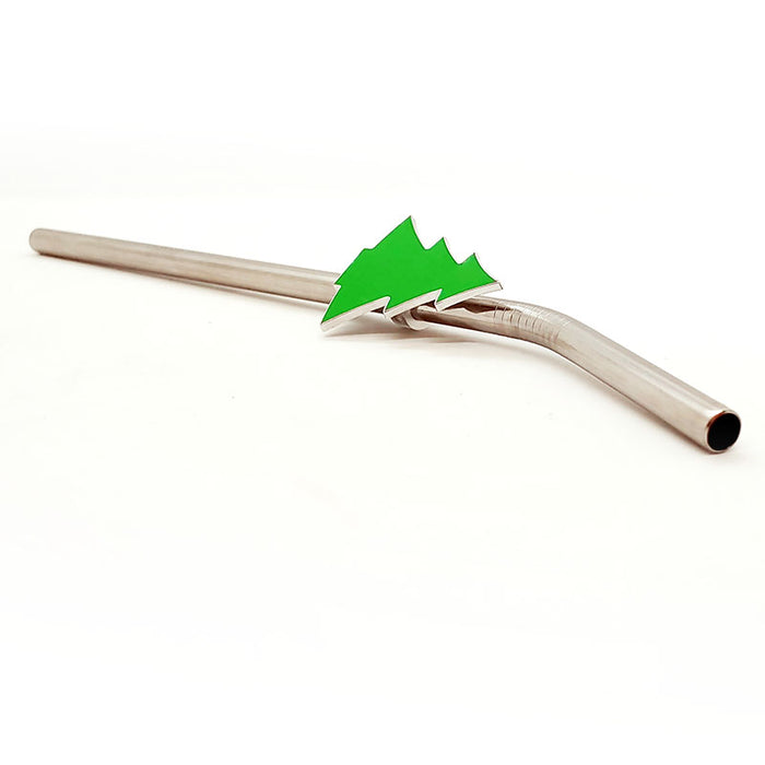 Stainless Steel Straws with Brush - Christmas Tree - Set of 2