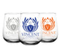 CUSTOMIZABLE - Stemless Wine Glass - 17 ounce - Crest Design 1