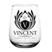 CUSTOMIZABLE - Stemless Wine Glass - 17 ounce - Crest Design 1