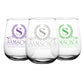 CUSTOMIZABLE - Stemless Wine Glass - 17 ounce - Crest Design 2