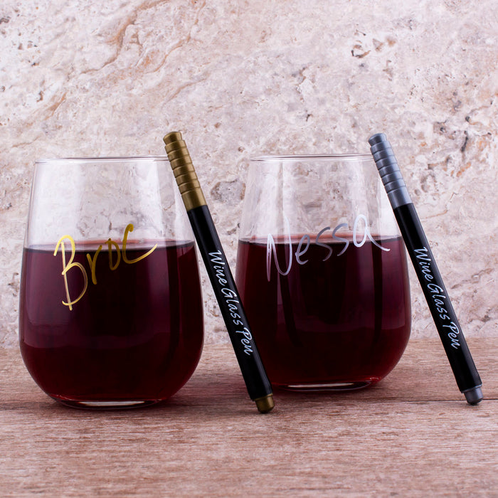 Wine Pen Set - Silver & Gold