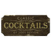 CUSTOMIZABLE Wood Plaque Sign - CLASSIC COCKTAILS - Color Options