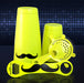 Mustache Bar Set - 4 Pieces - Neon Yellow